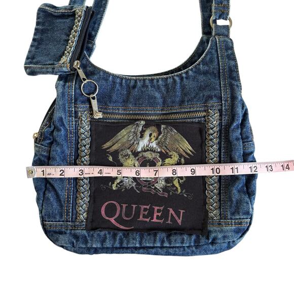 Via Penny Lane Reworked Apparel QUEEN Upcycled Denim Purse OS Bag - Picture 3 of 7